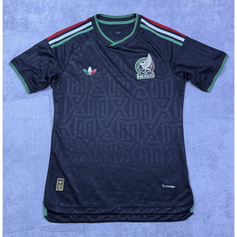 Adidas Mexico Soccer Jersey Mens L Black Green Trefoil Climacool National Team